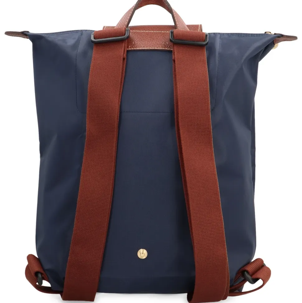 Grüner Nylonrucksack mit Lederdetails