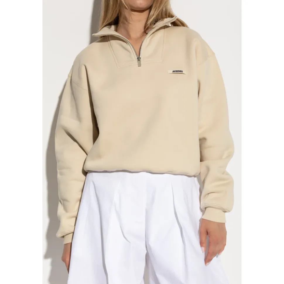 Gros Grain Sweatshirt mit Rollkragen und Reißverschluss
