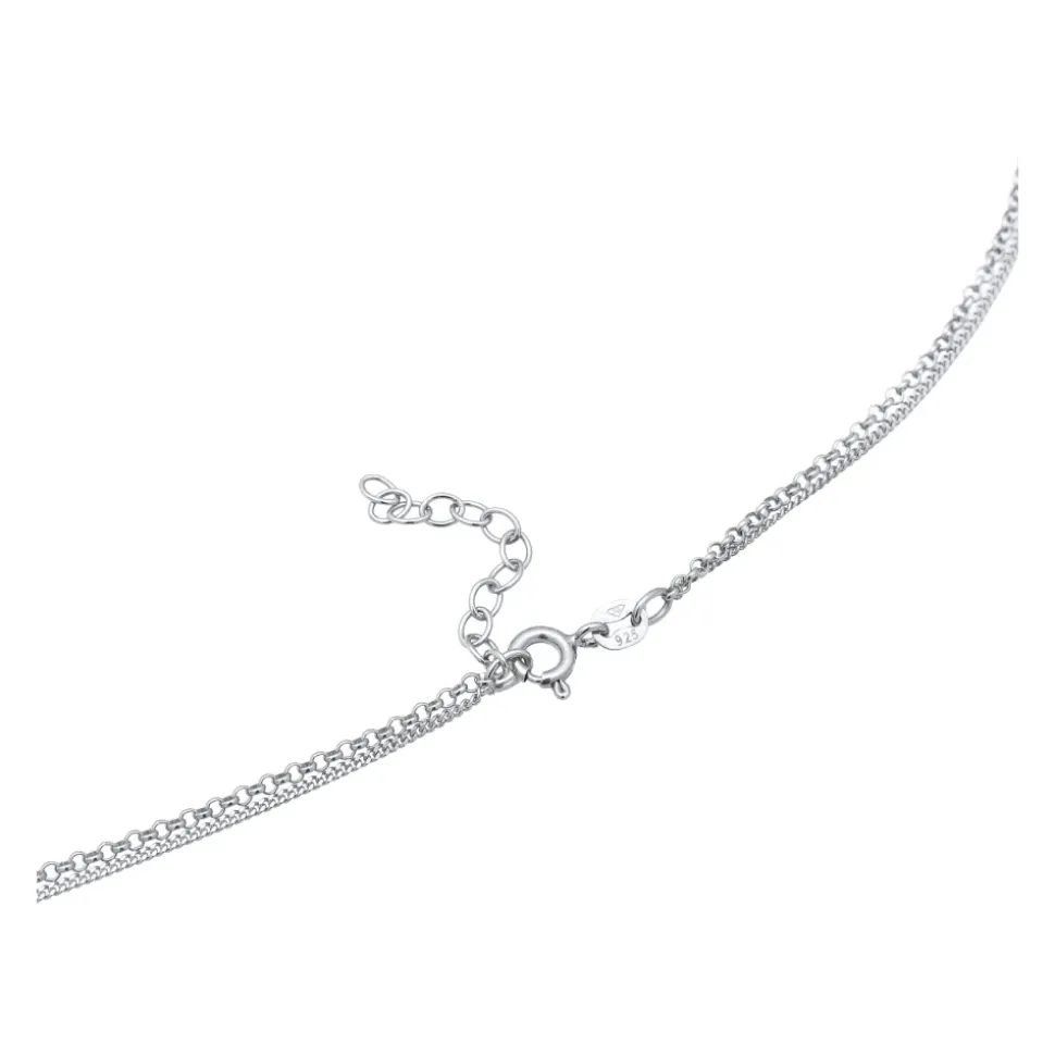 Halskette Layer Plättchen Disc Sonne 925 Silber