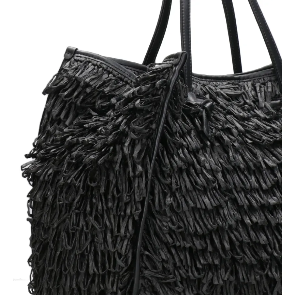 Handgefertigte Raffia und Leder Tote Tasche