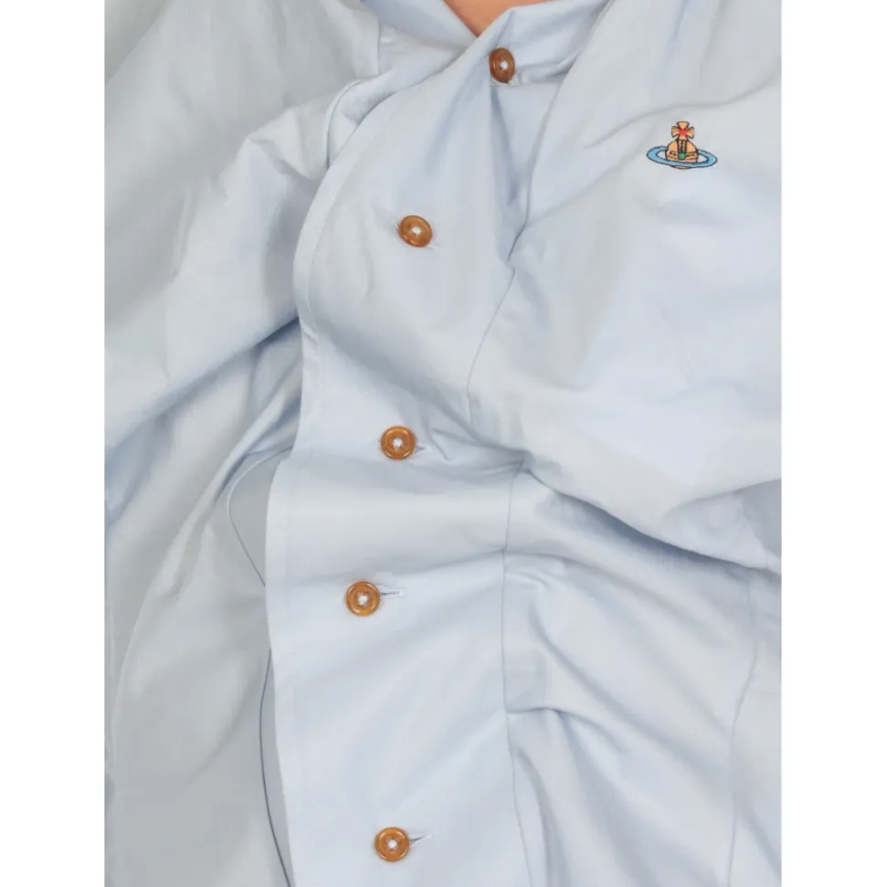 Hellblaue Asymmetrische Kragenbluse