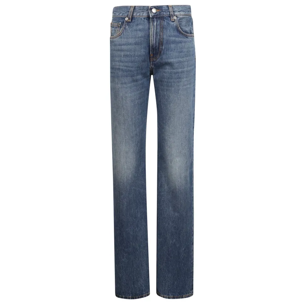 High-Waist Denim Jeans, gerader Saum