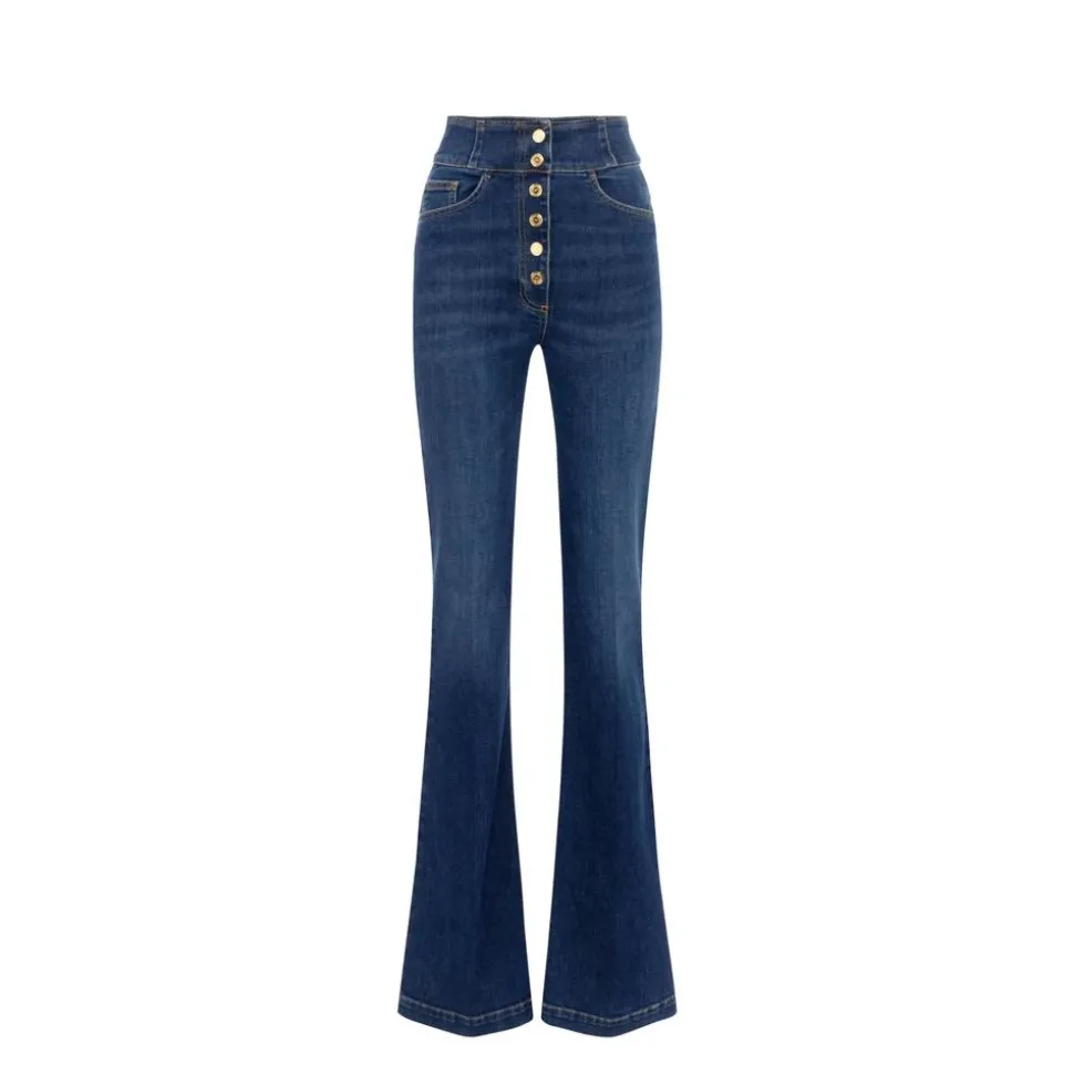 High-Waist Jeans mit Knöpfen