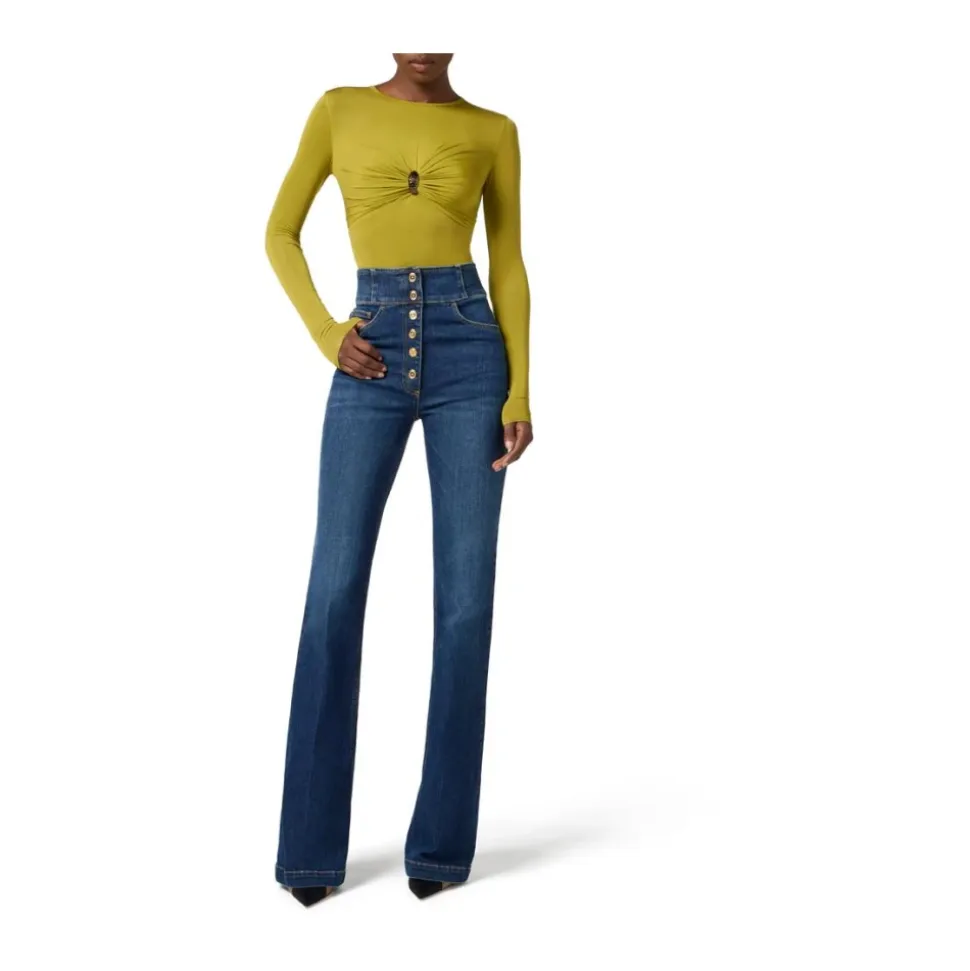 High-Waist Jeans mit Knöpfen