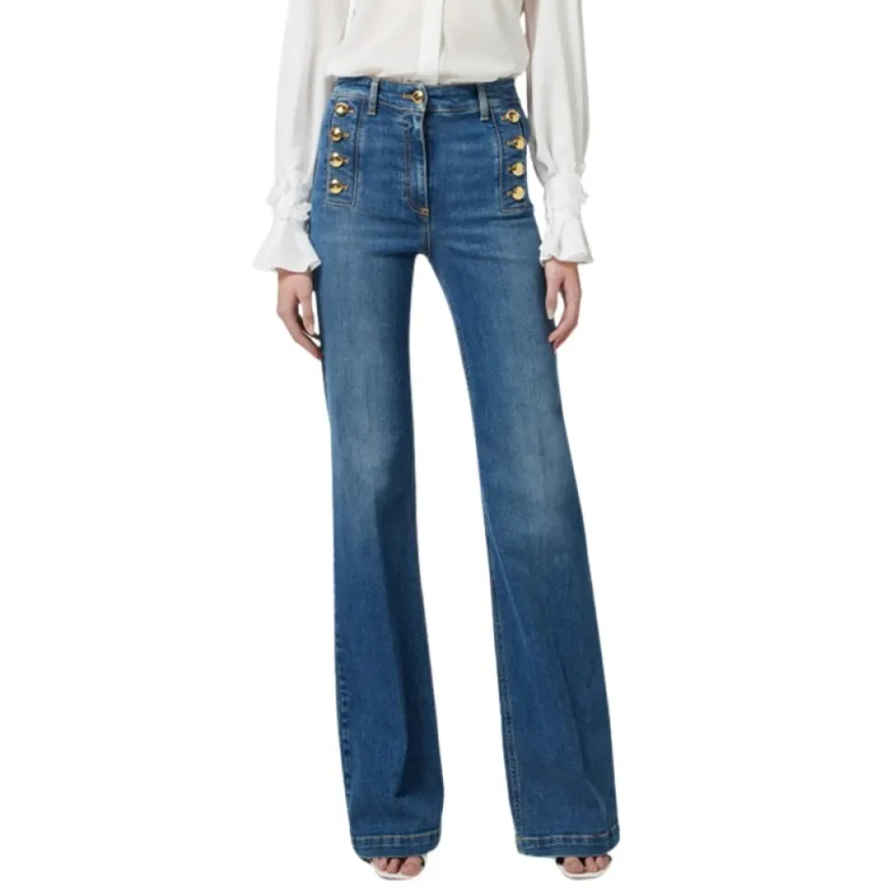 High-waisted Flare Denim Hose