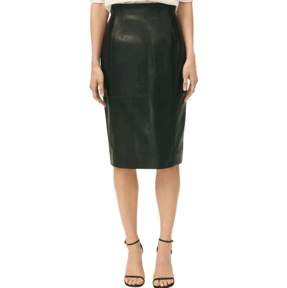 High-Waisted Leder Bleistiftrock