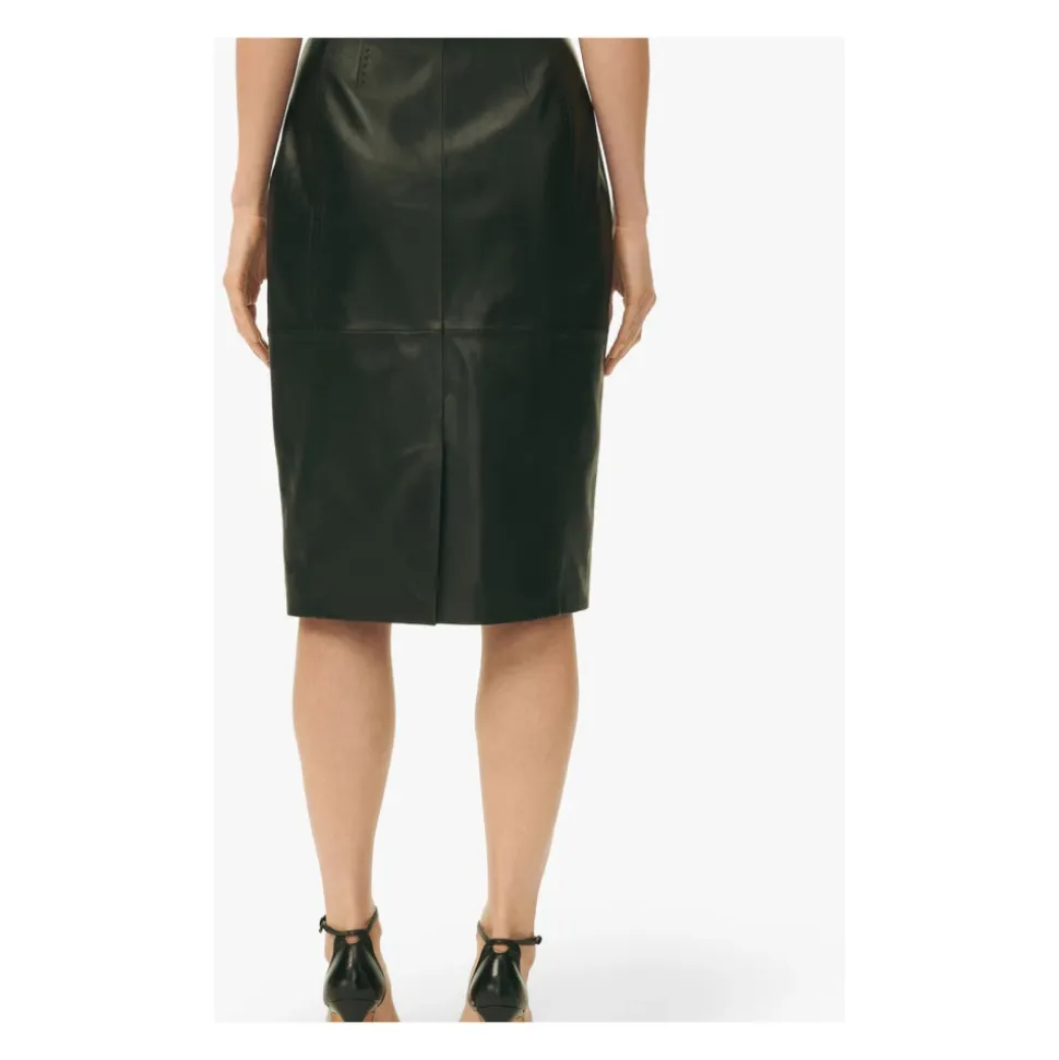 High-Waisted Leder Bleistiftrock