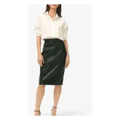 High-Waisted Leder Bleistiftrock