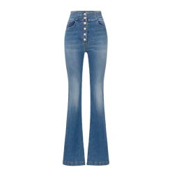 High-Waisted Stretch Cotton Palazzo Jeans