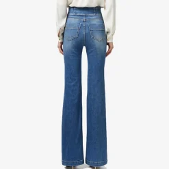 High-Waisted Stretch Cotton Palazzo Jeans
