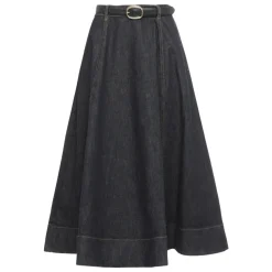 Indigo Denim Flared Midi Rock