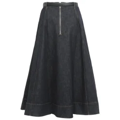 Indigo Denim Flared Midi Rock