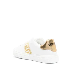 Ivory White Gold Sneakers Greca Bestickt