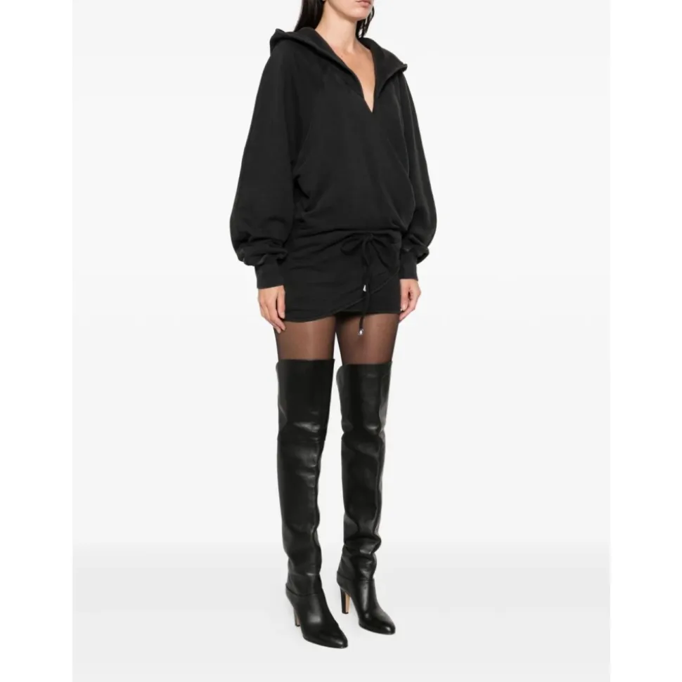 Kapuzenkleid mit Kordelzug und V-Ausschnitt