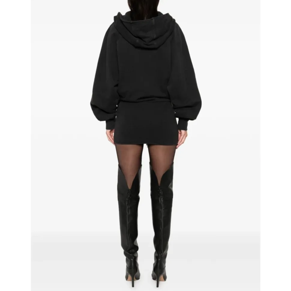 Kapuzenkleid mit Kordelzug und V-Ausschnitt