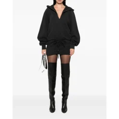 Kapuzenkleid mit Kordelzug und V-Ausschnitt