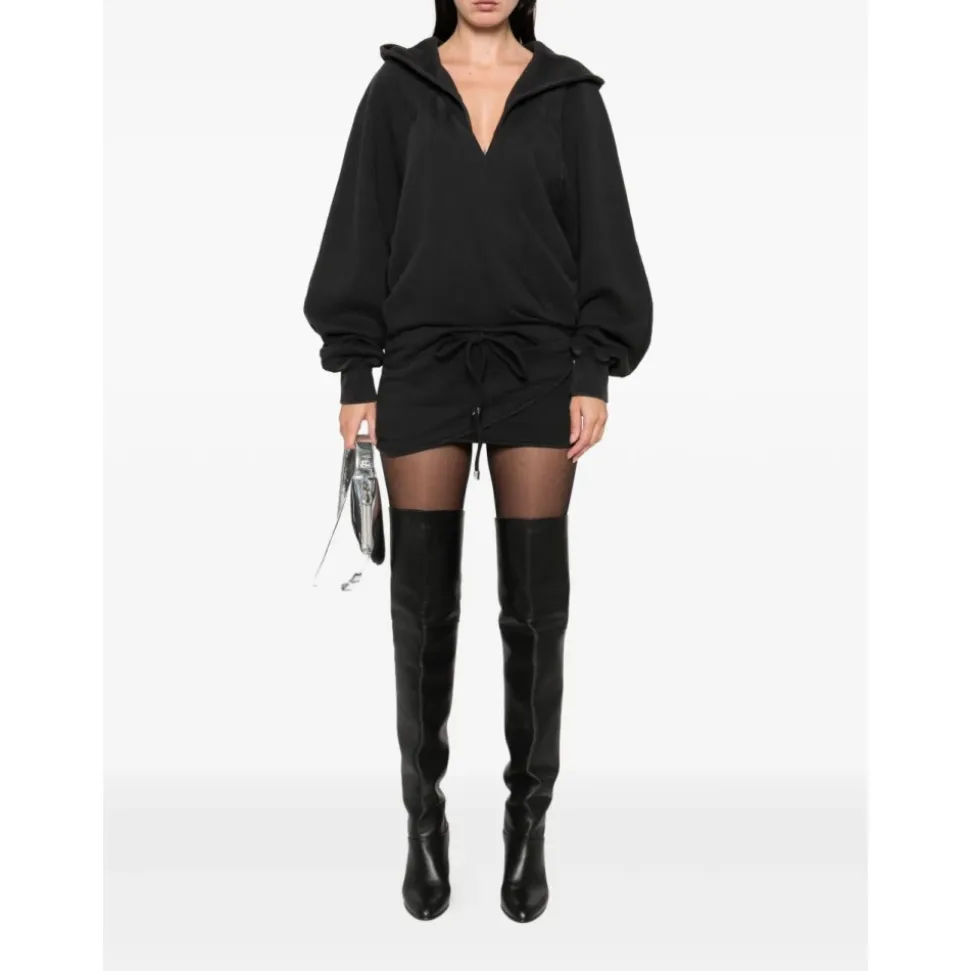 Kapuzenkleid mit Kordelzug und V-Ausschnitt