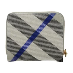 Karierte Stoffbrieftasche mit Knopfverschluss