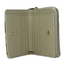 Karierte Stoffbrieftasche mit Knopfverschluss