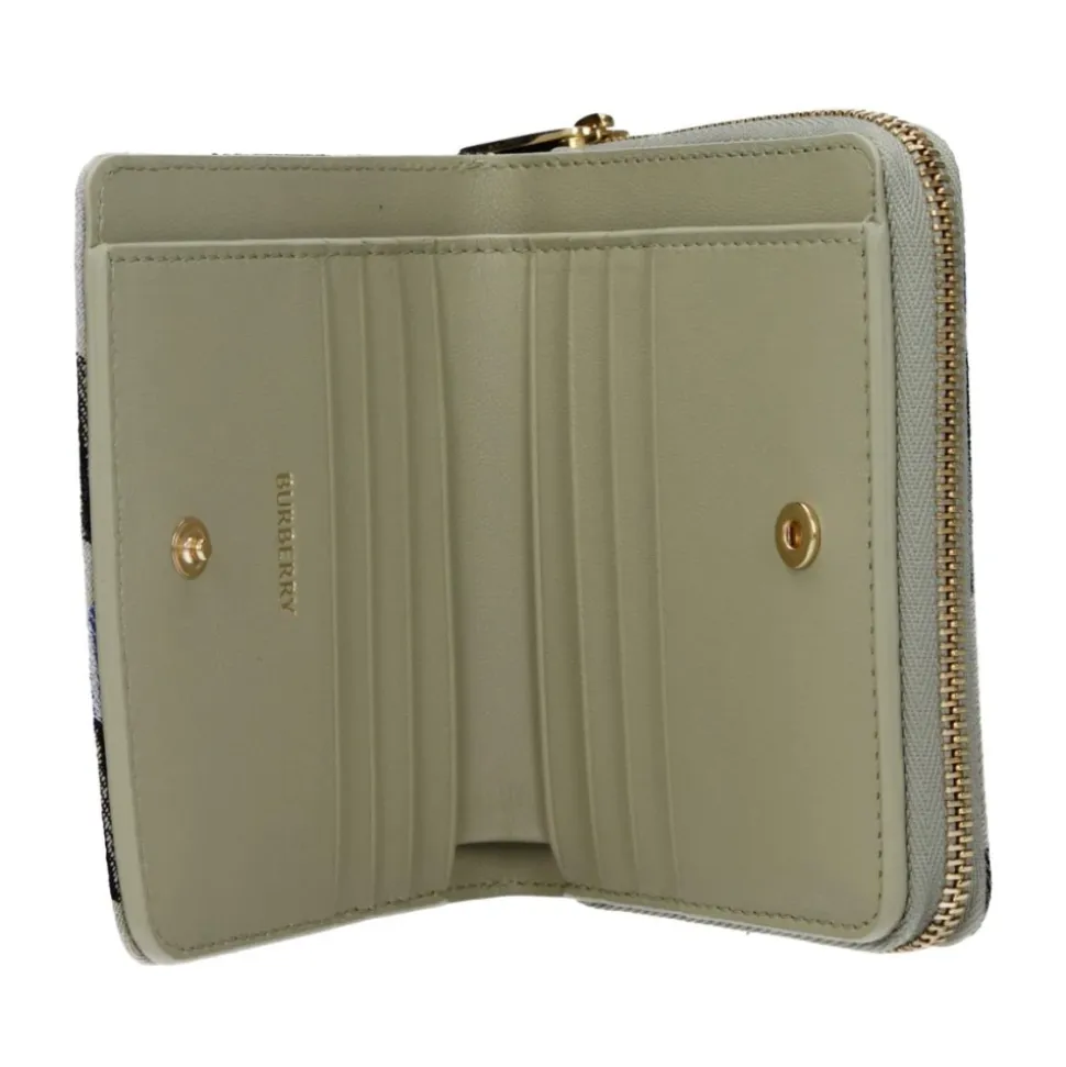 Karierte Stoffbrieftasche mit Knopfverschluss