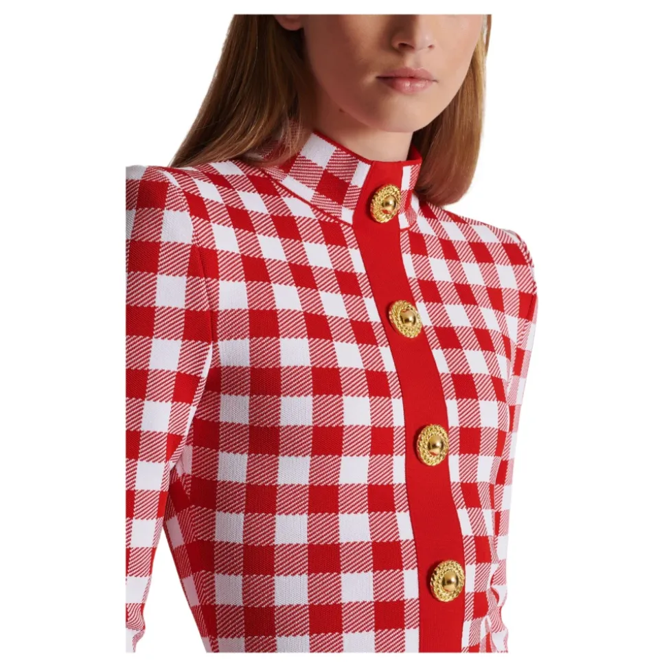 Kariertes Strickkleid