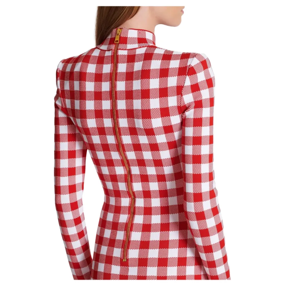 Kariertes Strickkleid