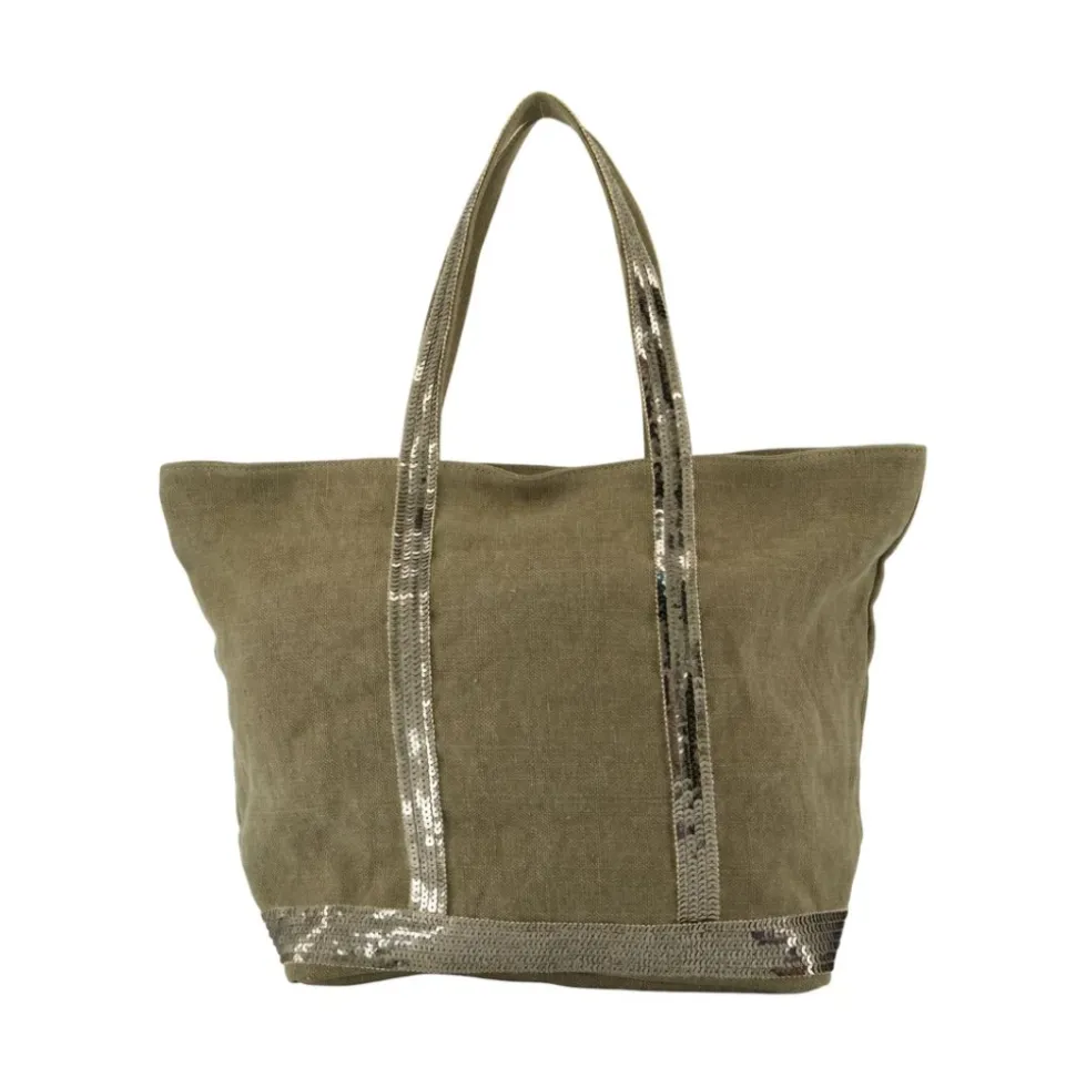 Khaki Leinen Shopper Tasche