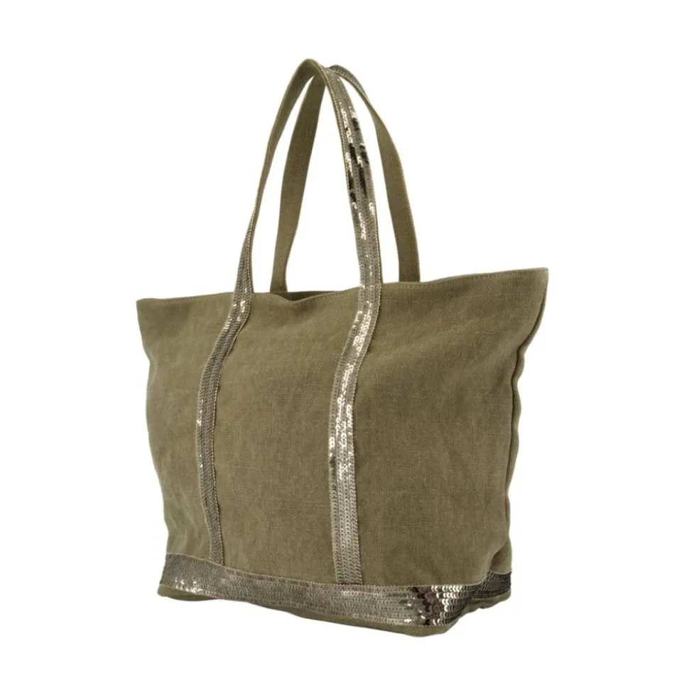 Khaki Leinen Shopper Tasche