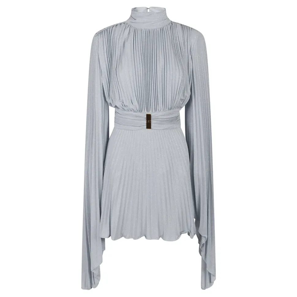 Kleid aus Lurex-Jersey mit asymmetrischen Ärmeln