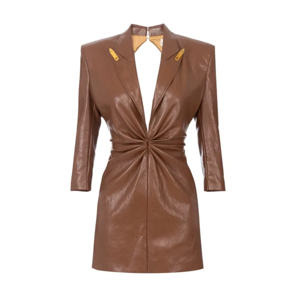 Kleid in Knitterlederoptik mit Revers