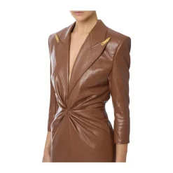 Kleid in Knitterlederoptik mit Revers