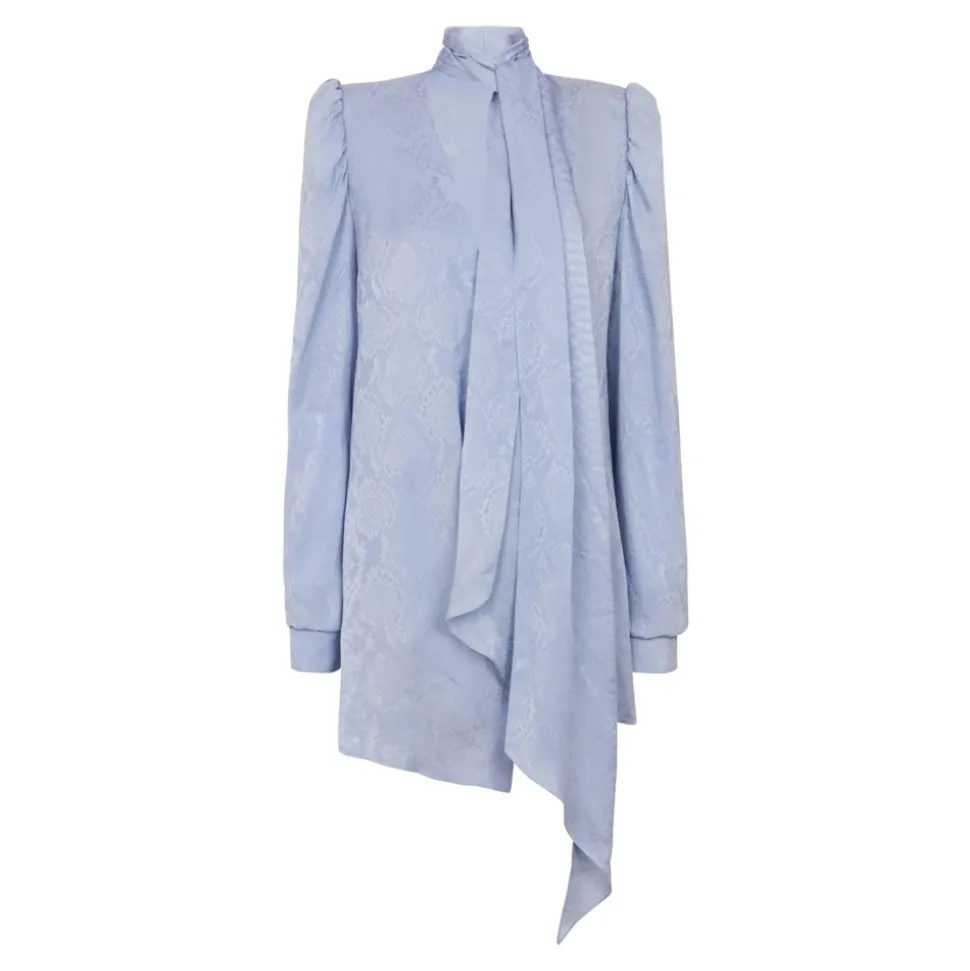 Kleid mit Schlangenmuster aus Seidenjacquard und Bindedetail