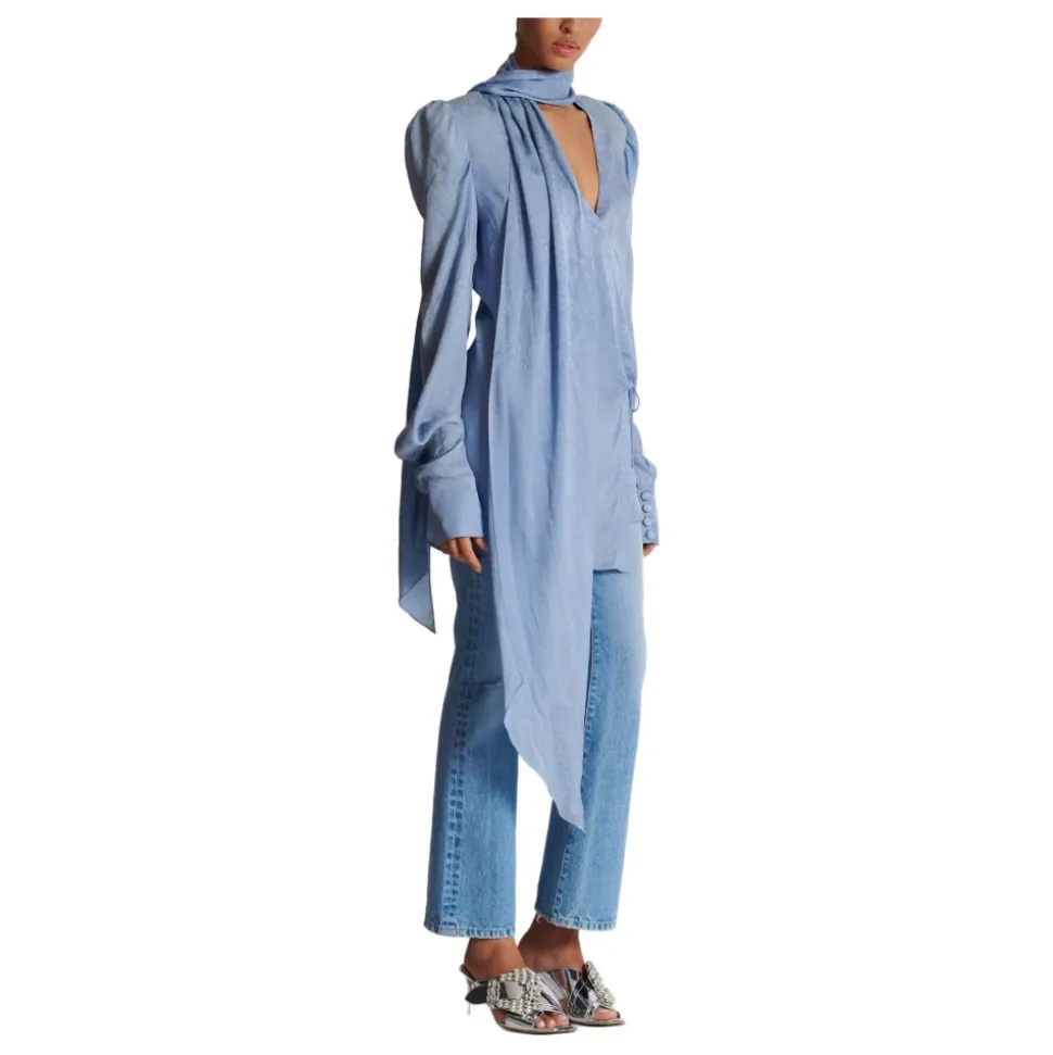 Kleid mit Schlangenmuster aus Seidenjacquard und Bindedetail