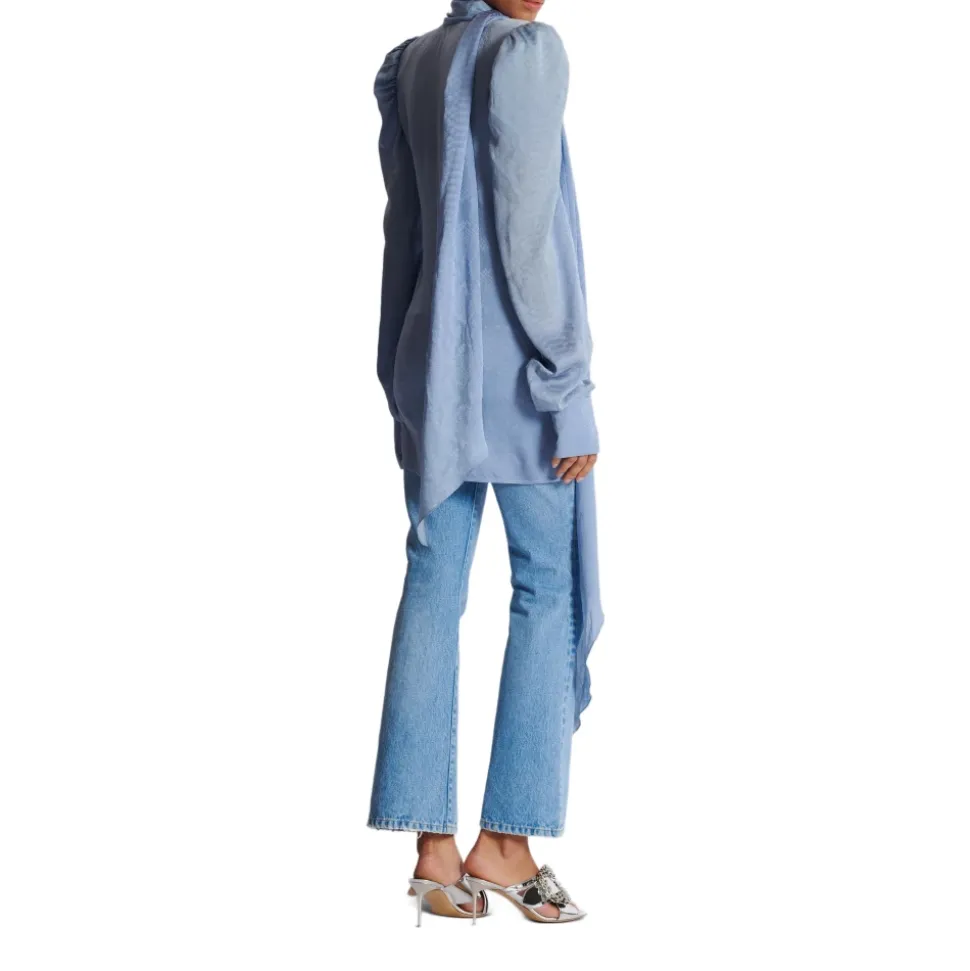 Kleid mit Schlangenmuster aus Seidenjacquard und Bindedetail