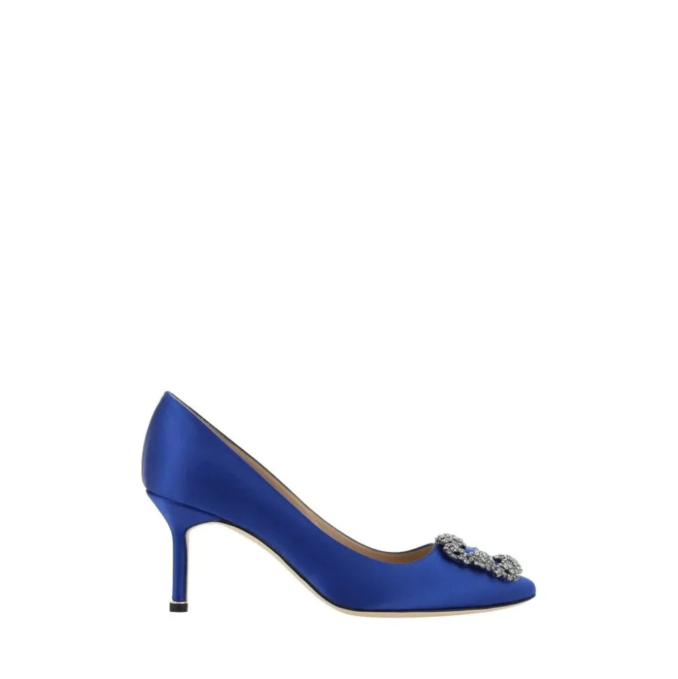Kristall Schnalle Seidensatin Pumps