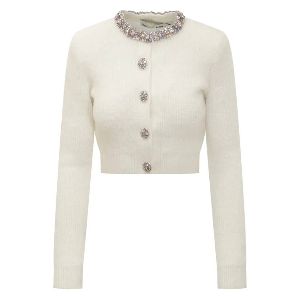 Kristallkragen Elfenbein Strickjacke