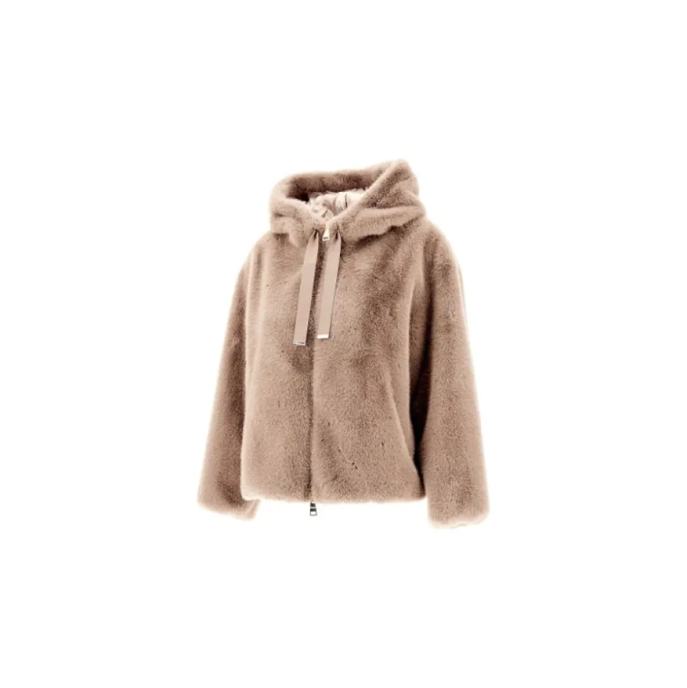 Kurze Jacke mit Kunstpelz und Kapuze