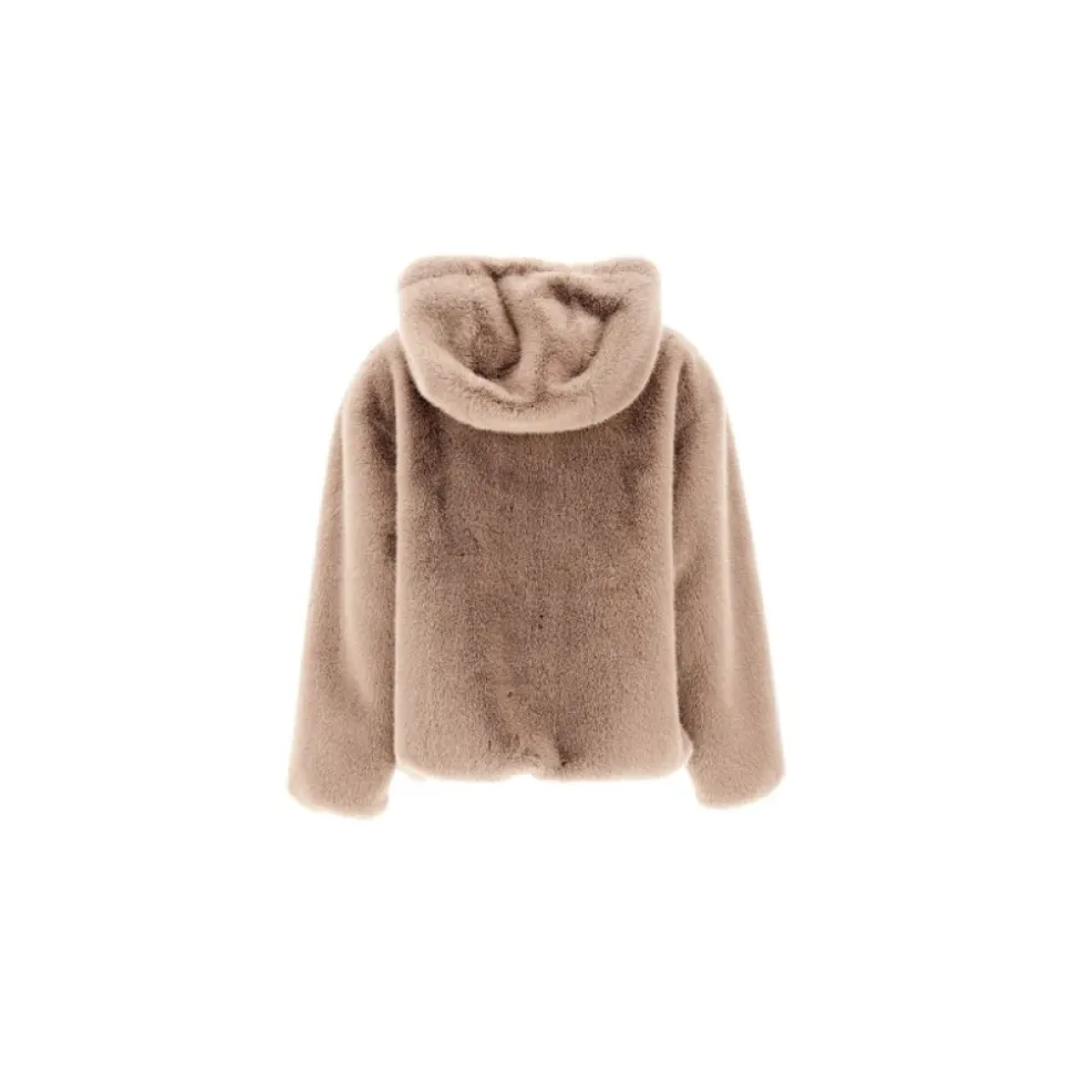 Kurze Jacke mit Kunstpelz und Kapuze