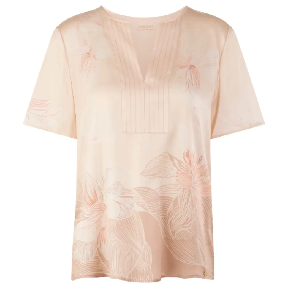 Kurzärmelige Bluse aus reiner Seide