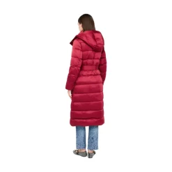 Lange Daunenjacke mit Kapuze