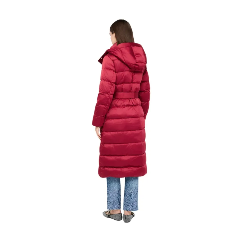 Lange Daunenjacke mit Kapuze