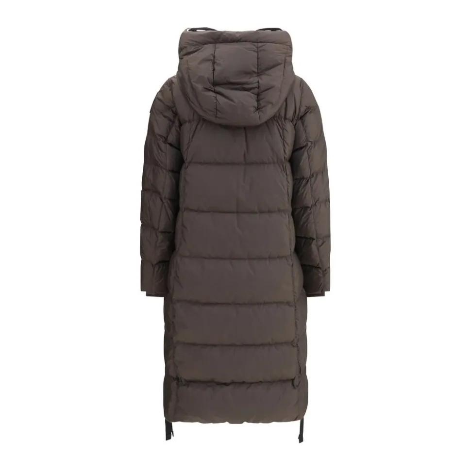 Lange Daunenjacke mit Kapuze