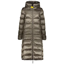 Lange gesteppte Jacke mit Kapuze