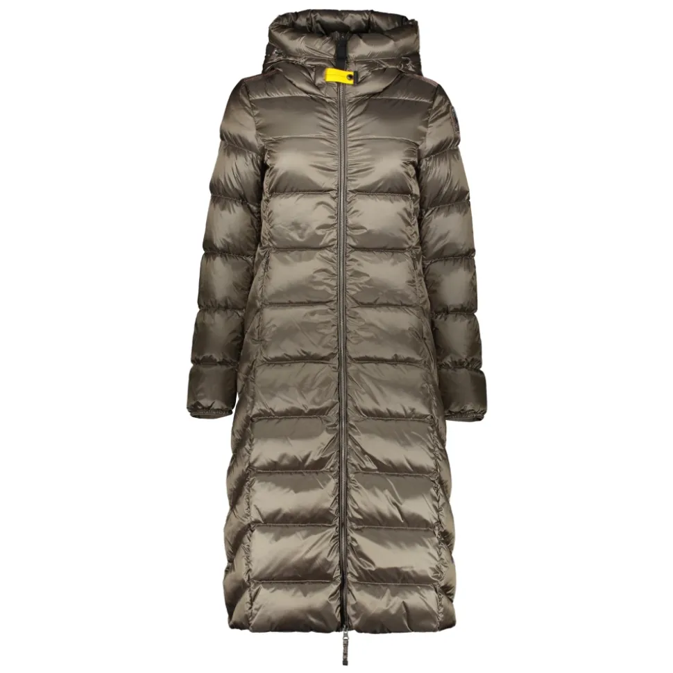 Lange gesteppte Jacke mit Kapuze
