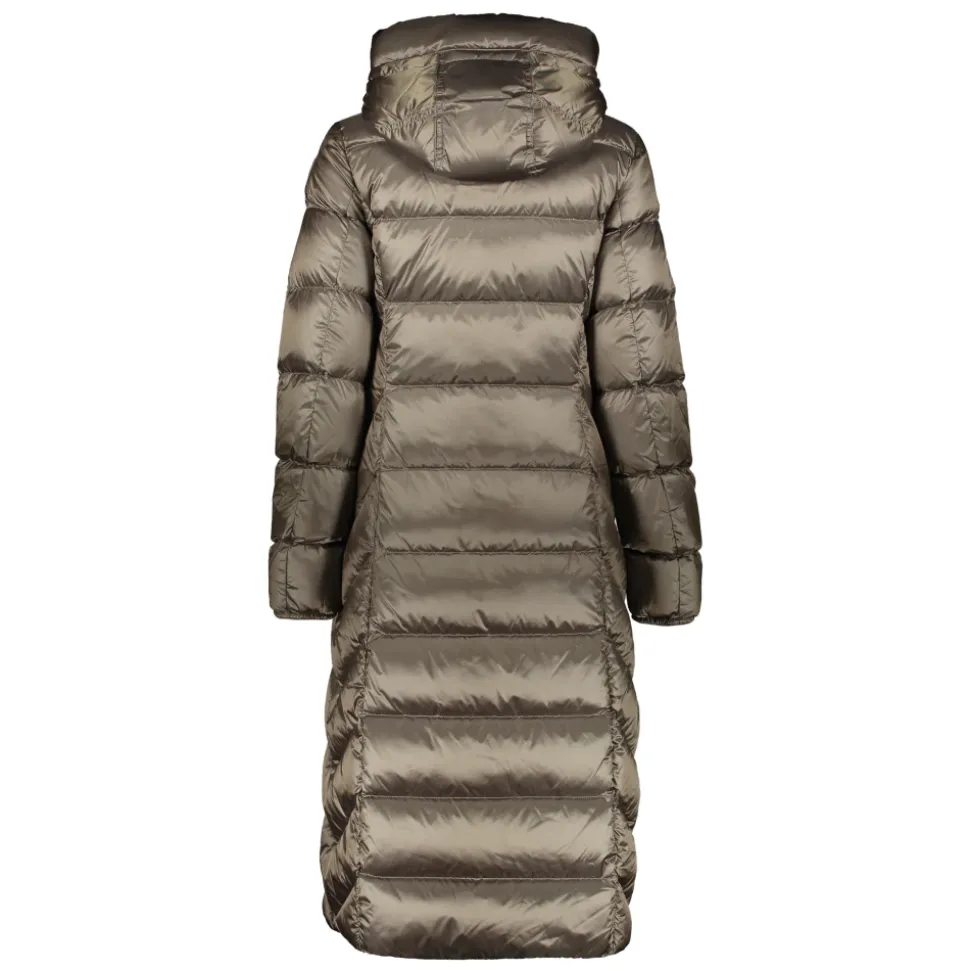 Lange gesteppte Jacke mit Kapuze