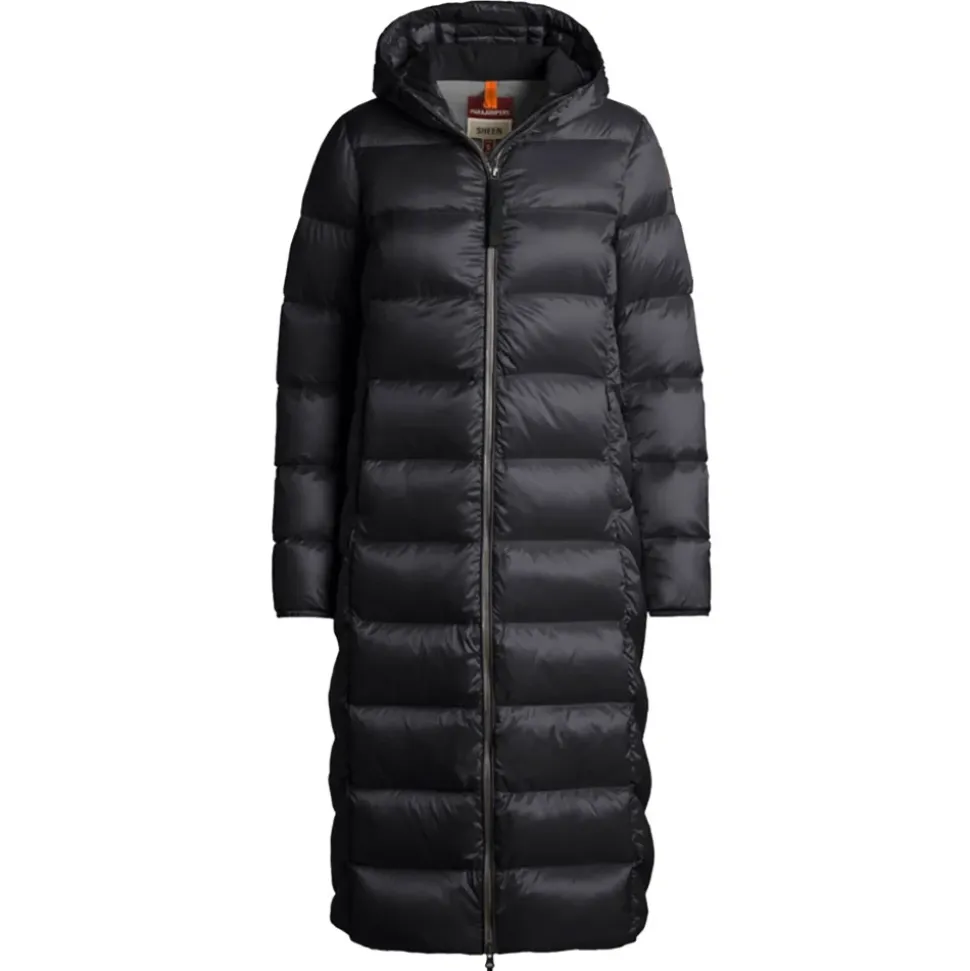 Lange Pufferjacke mit Kapuze