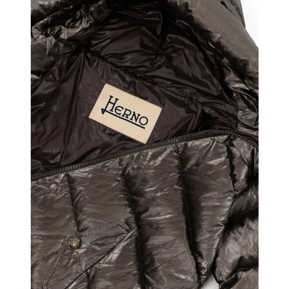 Lange Wattierte Parka mit Kapuze
