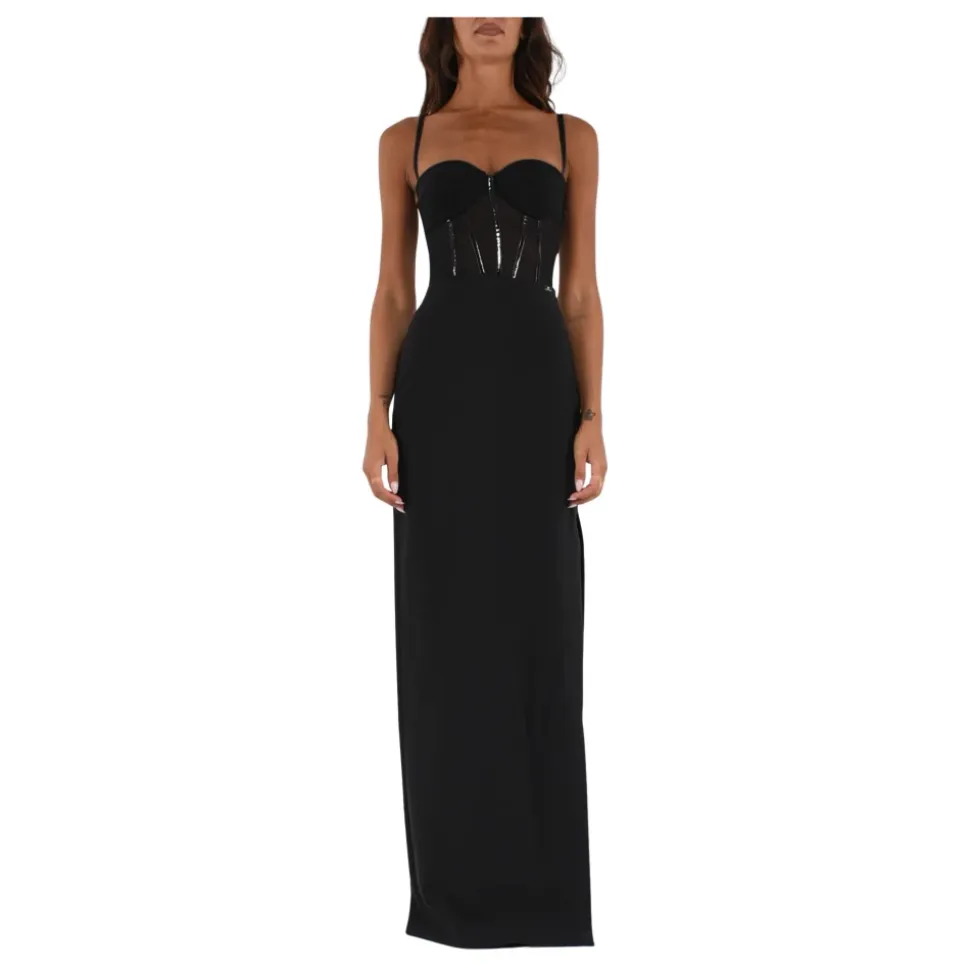 Langes Kleid aus Crêpe und Tüll