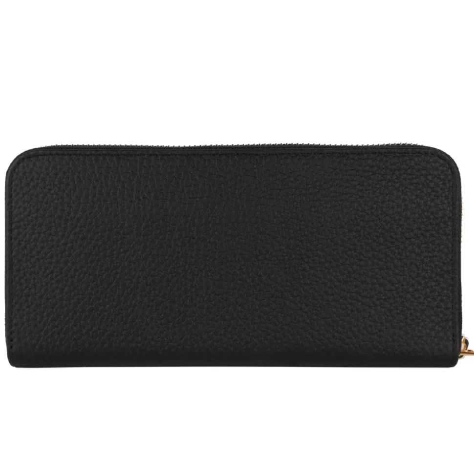 Leder-Reißverschlussbrieftasche mit Markenlogo