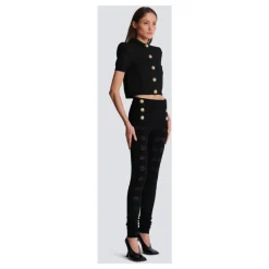 Leggings mit Diamantmuster und 6 Knöpfen